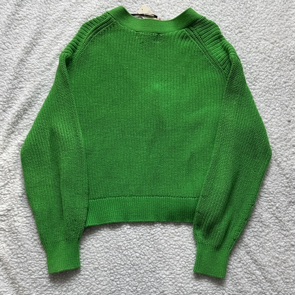 Vibrant Green Women's Cardigan Sweater - Picture 3 of 3